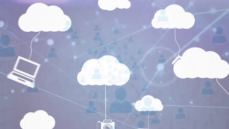Animation-Eines-Netzwerks-Von-Verbindungen-über-Wolken-Und-Digitalen-Symbolen