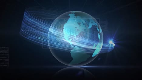 Animation-Des-Netzwerks-Von-Verbindungen-Mit-Dem-Globus-Auf-Marineblauem-Hintergrund