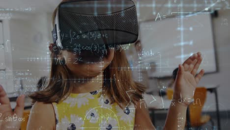 Animation-Mathematischer-Gleichungen-über-Schulkindern-Mit-VR-Headsets