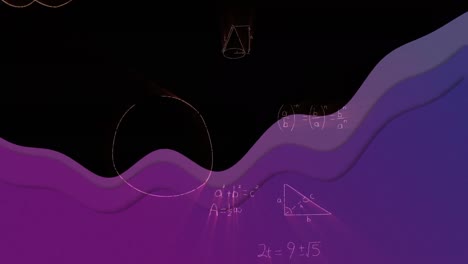 Animation-of-mathematical-equations-over-purple-waves