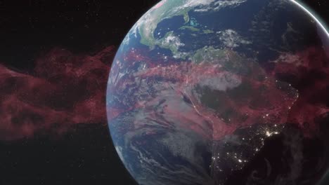 Animation-Leuchtender-Lichtspuren-über-Dem-Planeten-Erde