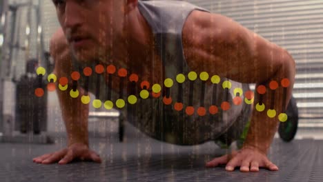 Animation-Einer-Digitalen-Schnittstelle-Mit-Rotierendem-DNA-Strang-Und-Datenverarbeitung-über-Sportler