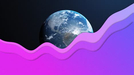Animation-Violetter-Wellen,-Die-Sich-über-Den-Planeten-Erde-Bewegen