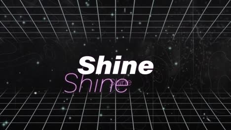 Animation-of-shine-text-and-glowing-lights-on-black-background