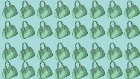 Animation-of-green-bag-repeated-on-green-backgroud