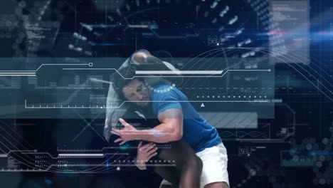 Animation-Der-Datenverarbeitung-Und-Des-Scope-Scans-über-Einem-Rugbyspieler
