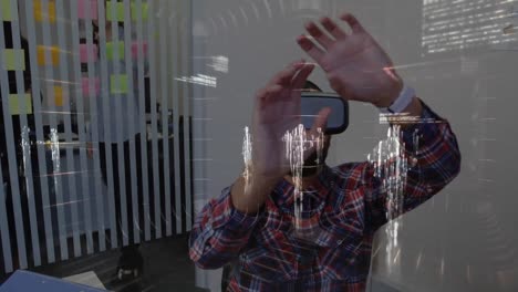 Animation-Der-Datenverarbeitung-über-Einem-Mann-Mit-VR-Headset