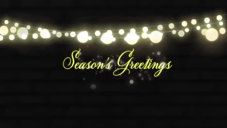 Animation-of-seasons-greetings-text-over-fairy-lights