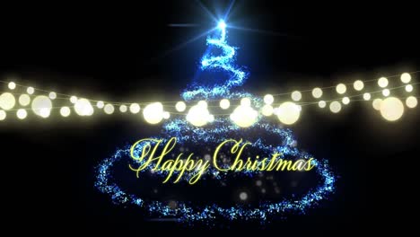 Animation-of-happy-christmas-text-over-fairy-lights-and-christmas-tree