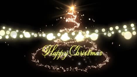 Animation-of-happy-christmas-text-over-fairy-lights-and-christmas-tree