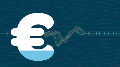 Animation-Der-Finanzdatenverarbeitung-Und-Euro-Symbol-Auf-Schwarzem-Hintergrund