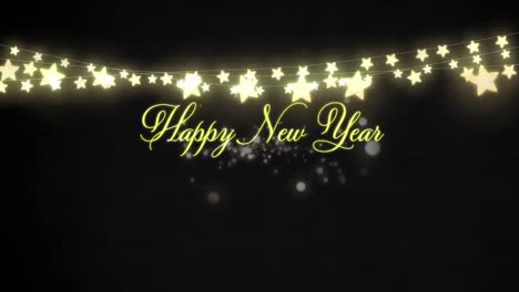 Animation-of-happy-new-year-text-over-fairy-lights-and-fireworks