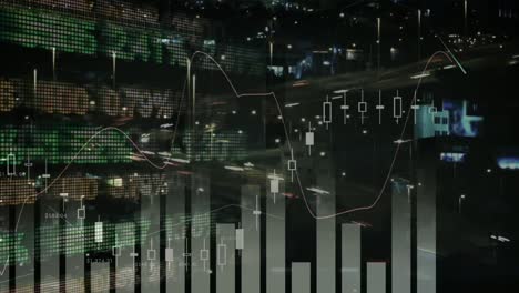Animation-Der-Börsen--Und-Finanzdatenverarbeitung-über-Schnellen-Datenverkehr