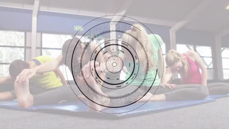 Animation-of-scope-scanning-over-people-exercising