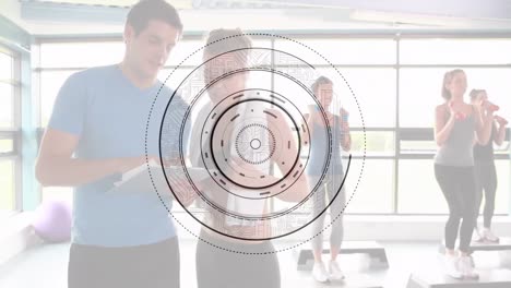 Animation-of-scope-scanning-over-people-exercising