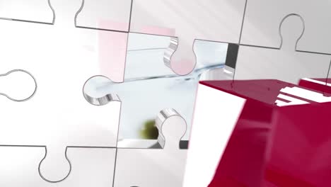 Animation-Von-Schlüsselöffnungspuzzles-über-Cocktailgläsern-Mit-Oliven-Auf-Weißem-Hintergrund