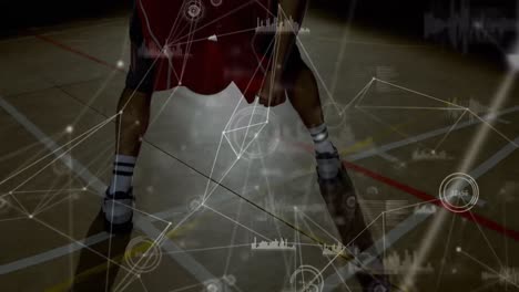 Animation-Des-Netzwerks-Von-Verbindungen-Während-Eines-Basketballspiels
