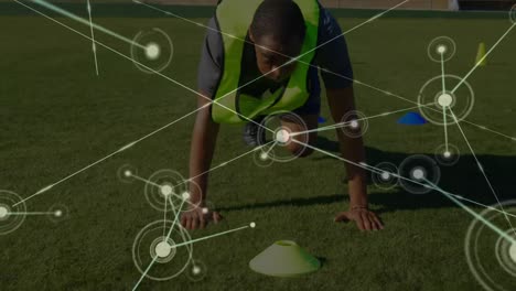 Animation-Der-Datenverarbeitung-Und-Des-Netzwerks-Von-Verbindungen-über-Fußballspieler