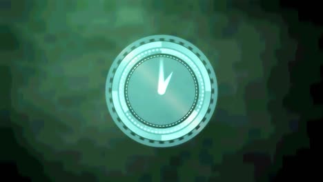 Animation-of-clock-with-moving-hands-on-dark-green-background