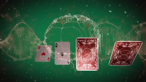 Animation-of-digital-brain-with-playing-cards