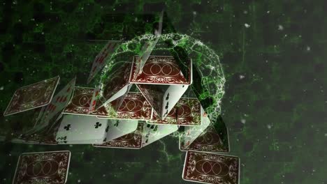 Animation-of-digital-brain-with-playing-cards