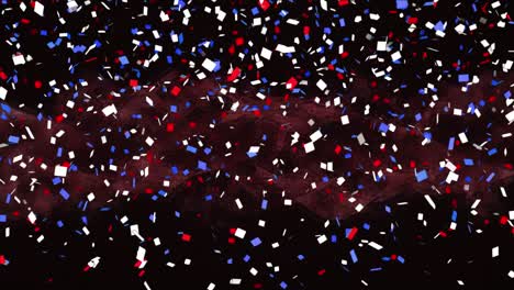 Animation-of-blue-and-red-confetti-over-shapes-on-black-background