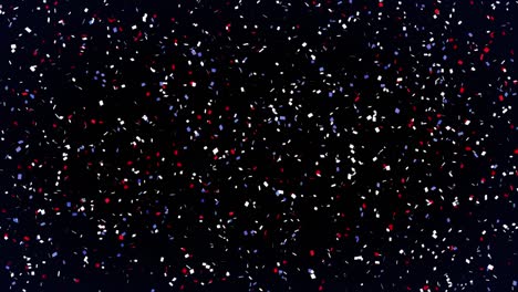 Animation-of-blue-red-and-white-confetti-moving-over-black-background