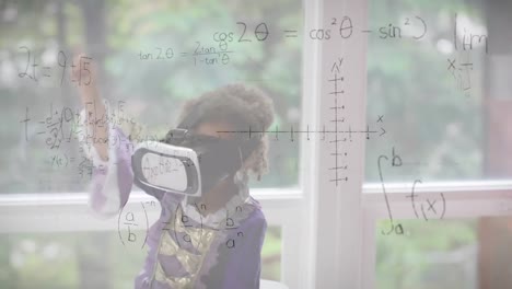 Animation-of-mathematical-drawings-and-equations-over-toddler-wearing-vr-headset