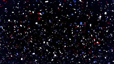 Animation-of-blue-and-red-confetti-on-black-background