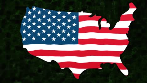 Animation-of-usa-map-coloured-with-american-flag-over-black-background