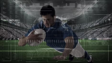 Animation-Der-Datenverarbeitung-über-Rugbyspieler-Während-Eines-Rugbyspiels-Im-Sportstadion