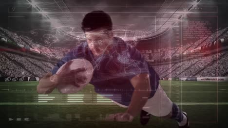 Animation-Der-Datenverarbeitung-über-Rugbyspieler-Während-Eines-Rugbyspiels-Im-Sportstadion
