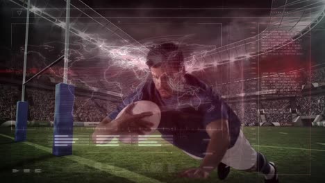 Animation-of-data-processing-over-rugby-player-during-rugby-match-in-sports-stadium