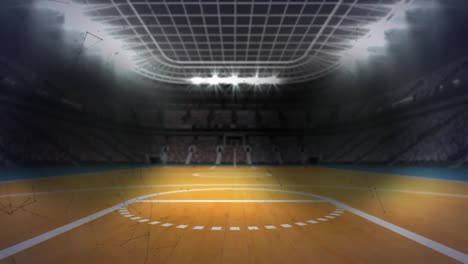 Animation-of-networks-of-connections-over-empty-basketball-court