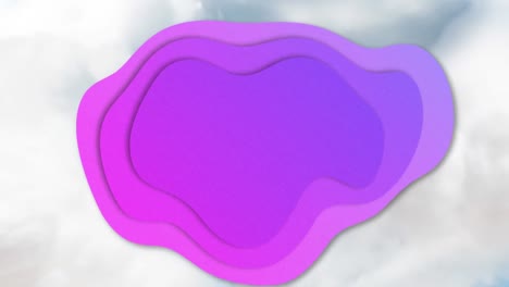 Animation-of-purple-concentric-blob-moving-over-cloudy-blue-sky