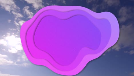 Animation-of-purple-blob-with-copy-space-and-sky