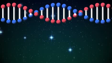Animation-of-rotating-3d-dna-strand-on-dark-background-with-stars