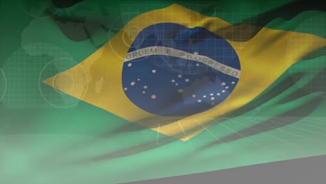 Animation-Der-Sich-Bewegenden-Flagge-Brasiliens-über-Die-Digitale-Schnittstelle
