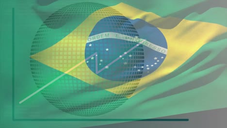 Animation-Der-Datenverarbeitung-über-Der-Flagge-Brasiliens-Und-Dem-Globus