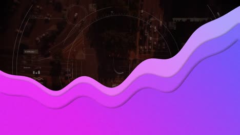 Animation-Der-Datenverarbeitung-Und-Des-Scannens-über-Violette-Wellen