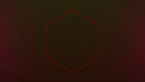 Animation-of-red-neon-hexagon-flashing-on-dark-background