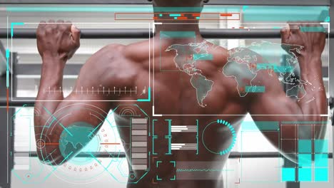 Animation-of-digital-interface-over-strong-man-exercising