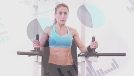 Animation-of-data-processing-over-woman-exercising-using-gym-equipment