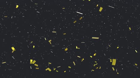 Animation-of-gold-confetti-and-snow-falling-on-black-background