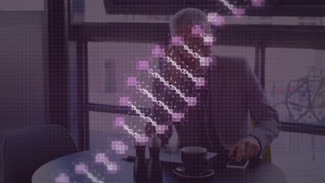 Animation-Eines-DNA-Strangs-über-Einem-Geschäftsmann-Im-Büro