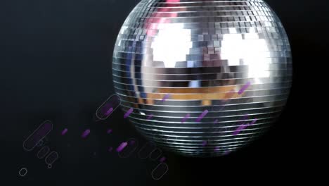 Animation-of-purple-light-trails-over-spinning-mirror-disco-ball