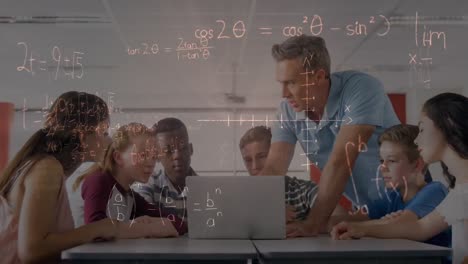 Animation-of-mathematical-equations-over-schoolchildren-using-laptop