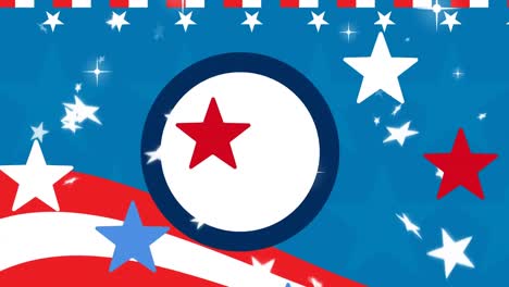 Animation-of-circle-and-stars-in-red,-white-and-blue-of-flag-of-united-states-of-america