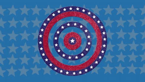 Animation-of-circle-with-stars-in-red,-white-and-blue-of-flag-of-united-states-of-america