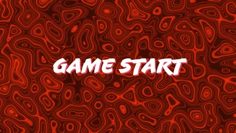 Animation-of-game-start-text-over-red-liquid-background